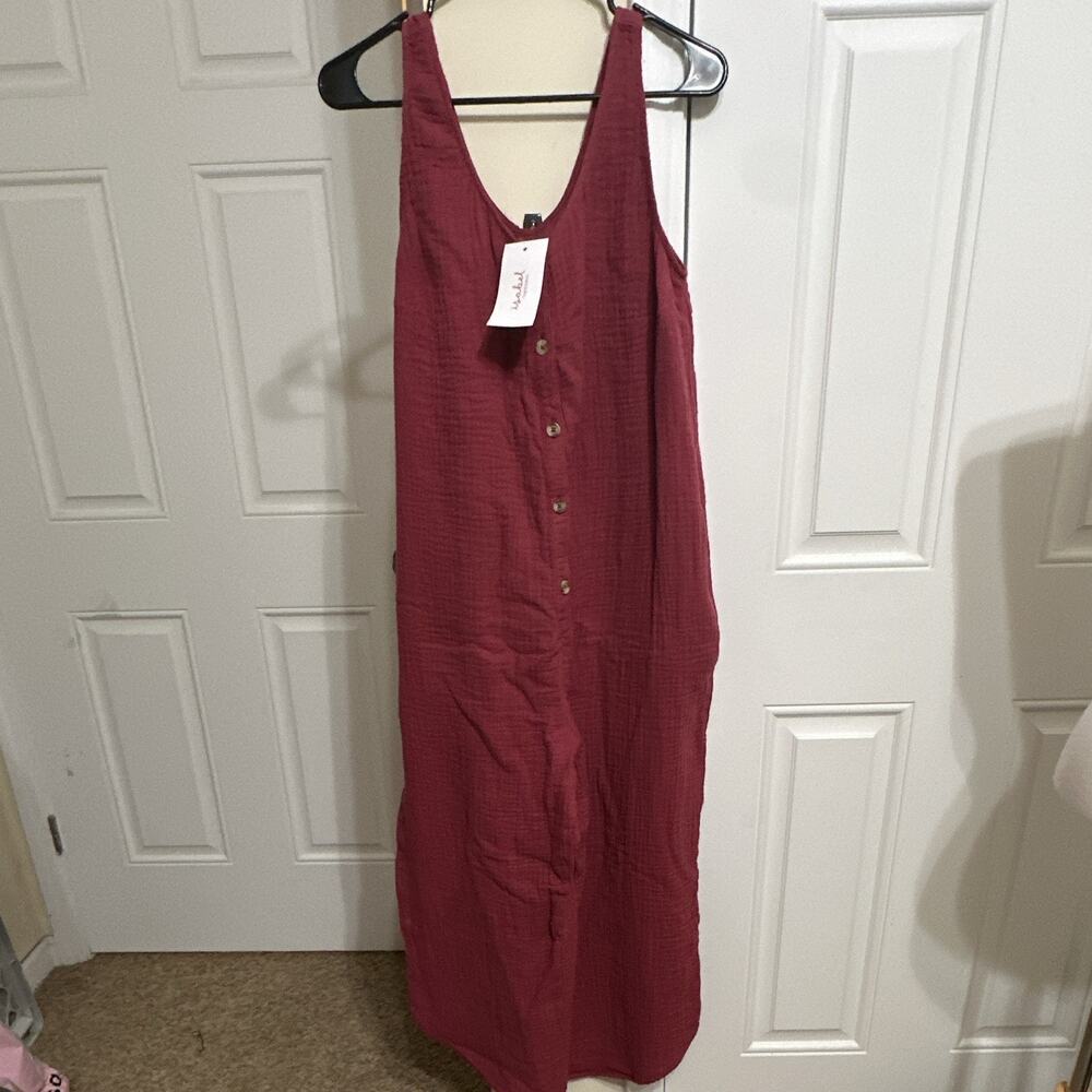 Isabel by Ingrid & Isabel Women's Maternity Burgundy V-Neck Button Jumpsuit L